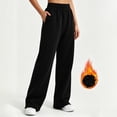 thumbnail image 5 of HomeDM Women's Fleece Sweatpants Wide Leg Elastic Waist Lounge with Pockets Black Wide Leg Baggy Casual Jogger Size 2XL, 5 of 9