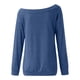 thumbnail image 4 of Blusa de manga larga con hombros descubiertos para mujer - Camiseta informal de verano de color liso, 4 of 5