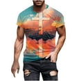 thumbnail image 2 of Styesk T-Shirts pour Homme Mode Hommes Confortable Imprimé Manches Courtes Col Rond Chemisiers Chemises, 2 of 5
