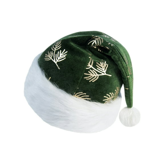 Green Christmas Santa Hat for Adults, Kids & Pets – Soft Fabric Holiday Hat with Festive Stamping – Xmas Party Costume Accessory & Gift,L
