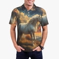 thumbnail image 2 of Balery Starry Sky White Horse Printed Men’s Short Sleeve Polo Shirt, Midweight Men's Shirt,Golf Polo shirts -Medium, 2 of 8