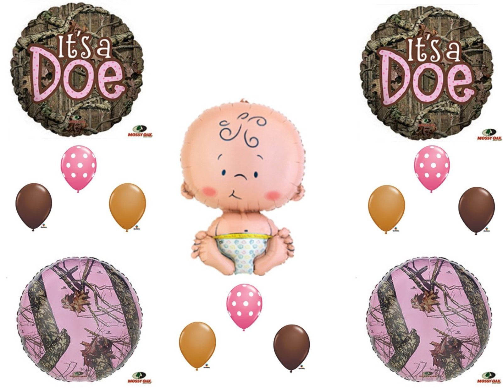 IT'S A DOE CAMOUFLAGE BABY GIRL SHOWER Balloons Decoration Supplies Mossy Oak 
