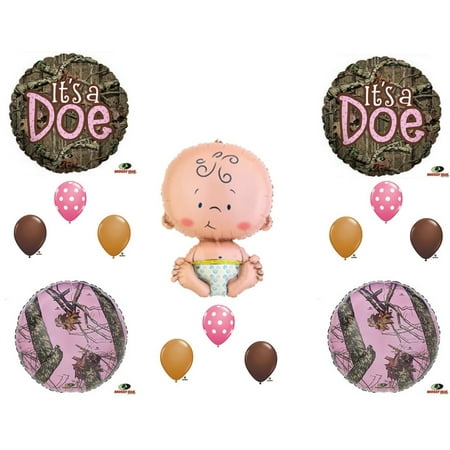 IT'S A DOE CAMOUFLAGE BABY GIRL SHOWER Balloons Decoration Supplies Mossy Oak