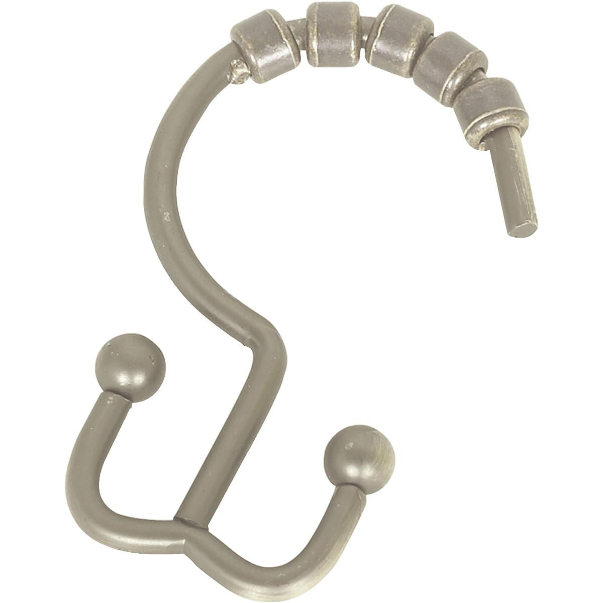 Zenith Brushed Nickel Double Roller Shower Curtain Hook (12 Count) 96BN