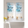 thumbnail image 3 of Summer Coastal Beach Curtains 45 Inch Length, Sheer Curtains for Bedroom Living Room Window Ocean Wave Starfish Shell Rod Pocket Voile Drapes Kitchen Curtains Small Half Window 42"x45" 2 Panels, 3 of 6