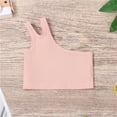 thumbnail image 2 of Xudanell Girls Athletic Shirts One Shoulder Racerback Crop Sleeveless Toddler Kids Top for Ballet Gymnastics Activewear Pink 5-6 Years, 2 of 3