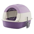 thumbnail image 2 of Hooded Cat Litter Box with Front Door Flap Reusable Enclosed Cat Litter Box Violet, 2 of 8