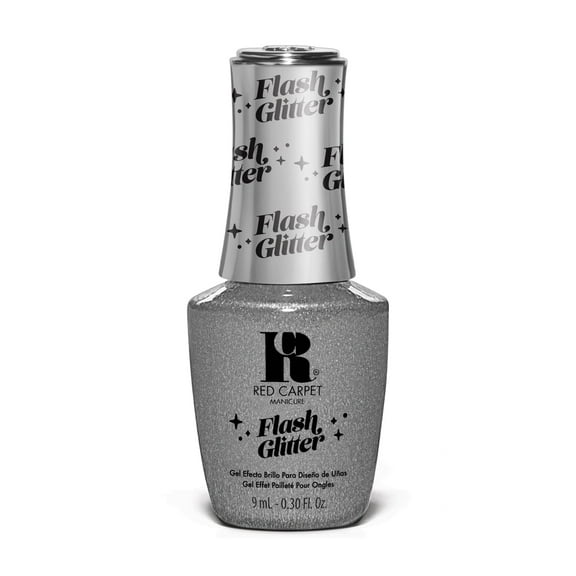 Red Carpet Manicure Fortify & Protect Silver Glitter Gel Polish for Strong, Healthy Nails - Infused with Vitamin A & Biotin - (Glitter In The Air) Led Nail Gel Color, 0.3 Fl Oz