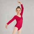 thumbnail image 4 of Girls' Solid Color Long Sleeved Round Neck Dance Practice Uniform Medium And Large Children's Jumpsuit, 4 of 5