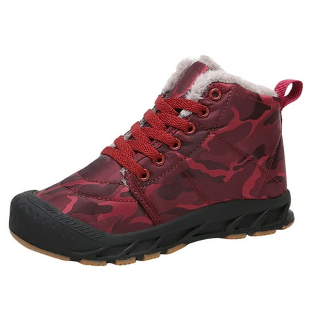 

Boys Shoes Child High Top Outdoor Water Proof Camouflage Snow Boots Plush Warm Cotton Trendy Fashion Sports Footwear for Toddler Little Big Kids