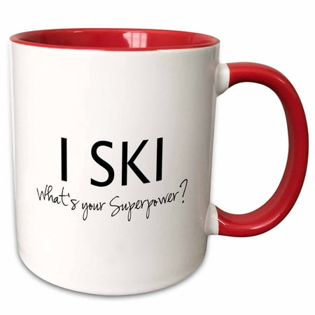 3dRose I Ski - Whats your superpower - fun gift for skiers and skiing fans - Two Tone Red Mug,