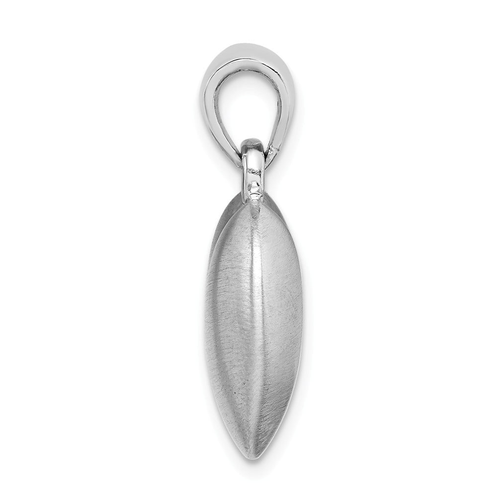Sterling Silver Rhodium-plated Brushed Puffed Heart Pendant