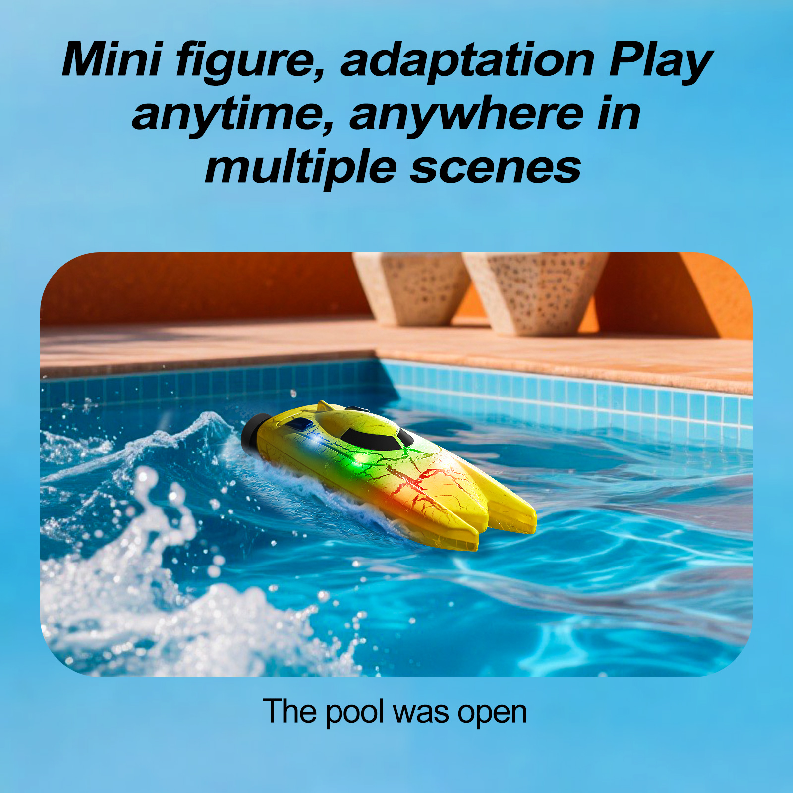 LED Light RC Boat Remote Control Pool Water Toys for Kids Ages 8-12 Adults Lakes Bathtub Toy with Whole Body Waterproof,Low Battery Alarm,2.4Ghz,Control Range 50M,Rechargeable Battery
