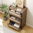 thumbnail image 5 of Boho Rattan Dresser 5 Drawers,46 Inch Tall Chest of Drawers for Bedroom Nursery Living Room, Modern Dresser Storage Cabinet for Nursery Living Room, Bedroom and Entryway Dark Oak, 5 of 8