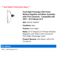 thumbnail image 2 of Front Right Passenger Side Power Window Regulator and Motor Assembly - with 6 Pin Connector - Compatible with 2007 - 2015 Mazda CX-9 2008 2009 2010 2011 2012 2013 2014, 2 of 2