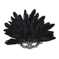 thumbnail image 2 of Máscara de plumas artificiales de media cara, accesorio de moda para fiesta de disfraces de cosplay Negro, 2 of 8