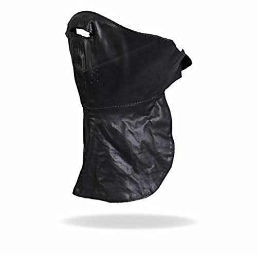 Premium Black Leather Biker NECK WARMER and half FACE MASK - Licensed Original, Vented