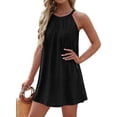 thumbnail image 4 of Summer Round Neck Halter Neck Sleeveless Solid Color Vest Dress For Women, 4 of 6