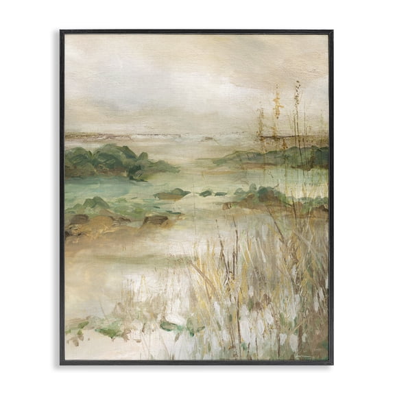 Stupell Industries Abstract Marshland Pond Landscape & Nature Painting Black Framed Art Print Wall Art, 11 x 14