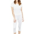 thumbnail image 2 of Juniors Active Basic Stretch Capri Length Yoga Workout Leggings (Off White, S), 2 of 5