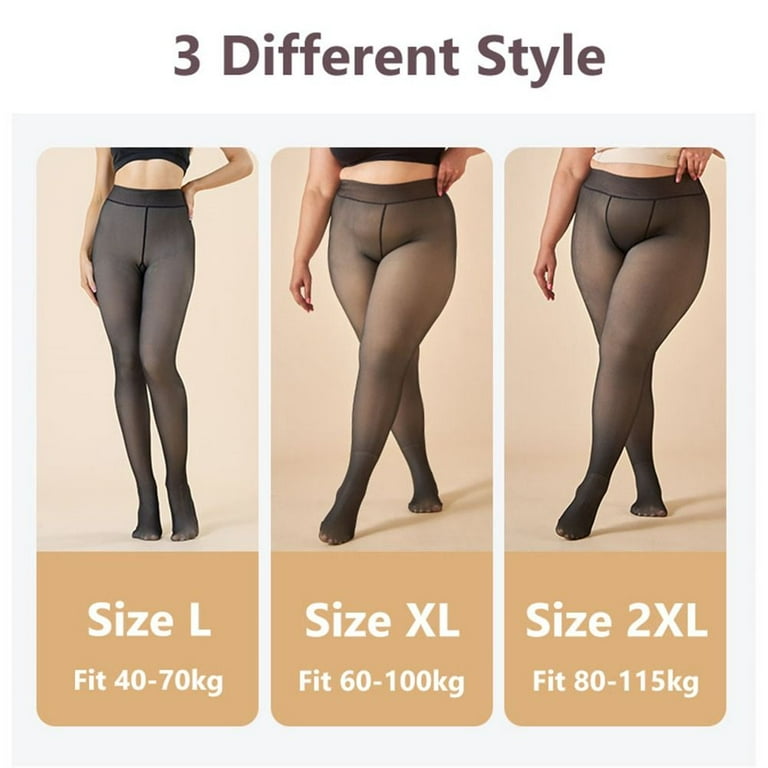 Sexy High Waist Plus Size Skin Colored Fleece Lined Tights Thermal  Stockings Warm Pantyhose Fake Translucent Leggings 300G L(40-70KG)  GREY-FULL FEET