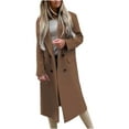 thumbnail image 2 of AOOCHASLIY Women's Winter Coat Clothes Fall Women Casual Suit Collar Coat Long Sleeve Solid Cardigan Double Breasted Nizi Overcoat Tops Windbreaker, 2 of 4