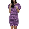 thumbnail image 1 of Fashnice Robe T-Shirt pour Femmes Imprimé Camouflage Mini Robes Courtes Tunique Robe d'Été Décontractée Bohème Violet 5TG, 1 of 2