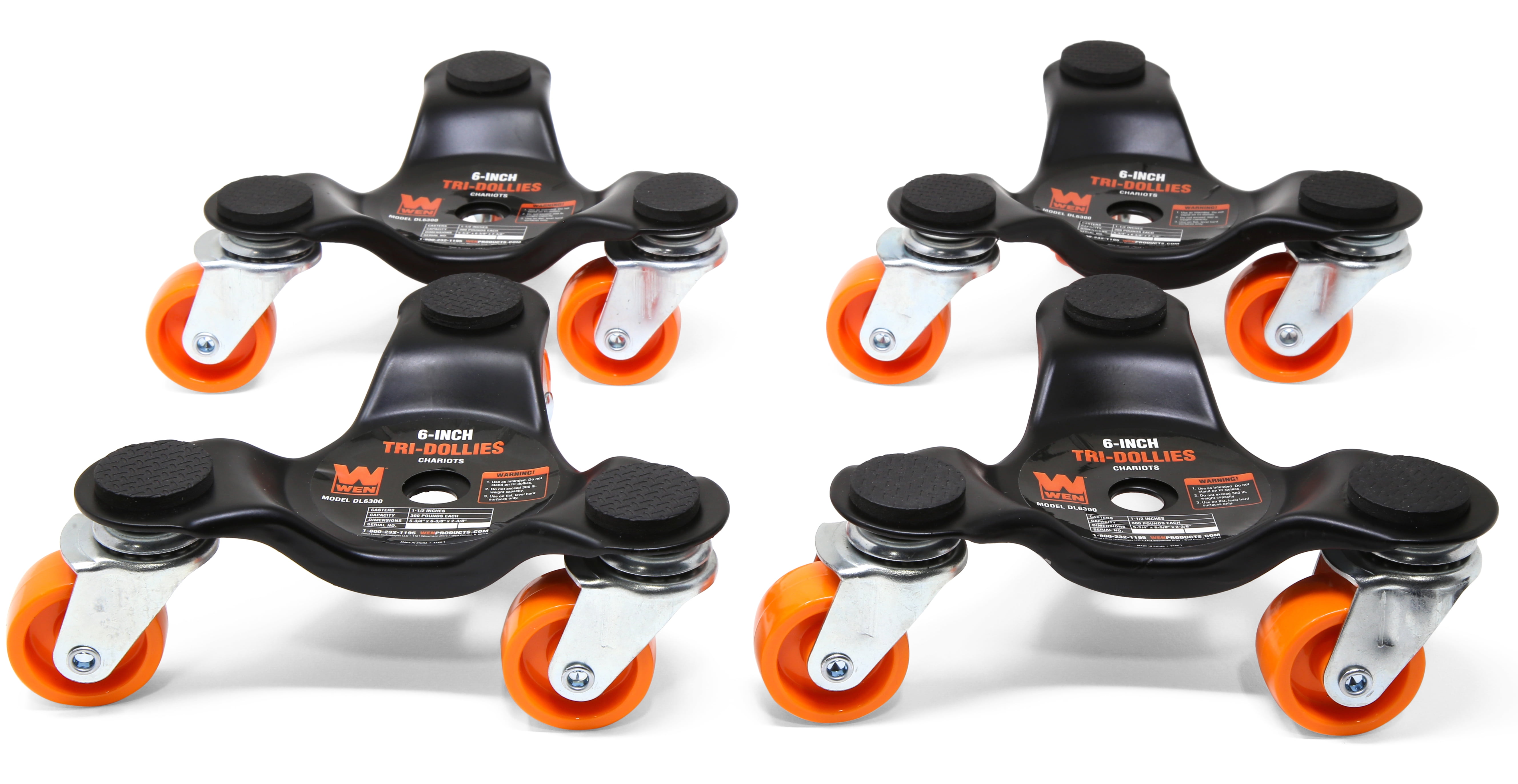 WEN 6-Inch 300-Pound Capacity Furniture Moving Tri-Dolly Set (4