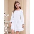 thumbnail image 2 of Lanbubble Girls Dresses Puff Long Sleeve Square Neck Homecoming Dress Cute A-Line White Dress For Teens 8-14 Years, 2 of 6