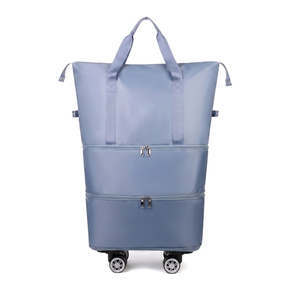 Large Capacity Expandable Waterproof Travel Bag with Universal Wheels, 1Pack, Blue