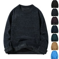 Autumn Winter Warm Sweaters for Men Solid Color Round Neck Long Sleeve Shirt Sweaters Fleece-Lined Thermal Top Cozy Mens Sweater for Winter M-XXXL Plus Size Available