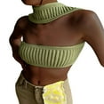 thumbnail image 1 of Haut Tube Tricoté à Col Halter pour Femmes Été Sans Manches Crop Top Ajusté Dos Nu, 1 of 6