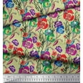 thumbnail image 3 of Soimoi Rayon Fabric Leaves & Poppy Floral Print Fabric by the Yard 56 Inch Wide, 3 of 6