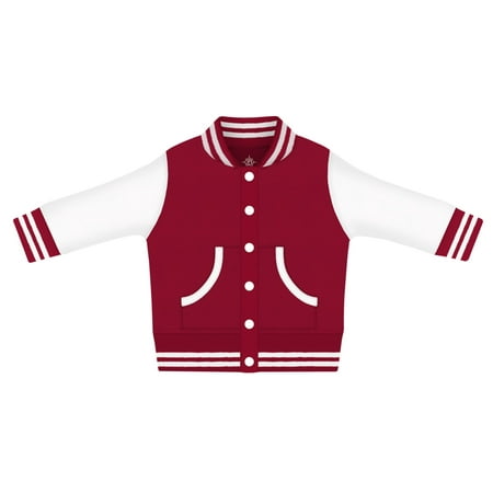 

Creative Knitwear Long Sleeve Varsity Jacket for Infant and Toddler Boy s and Girl s Crimson and White 4T