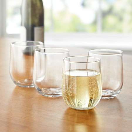 Mainstays 16.8-Ounce Stemless Wine Glasses, Set of (Best Way To Clean Wine Glasses)