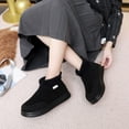 thumbnail image 2 of Women's Knit Snow Boots Furry Lined Slip on Winter Ankle Booties Casual Platform High Top Walking Shoes Black Size 7, 2 of 6