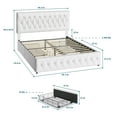 thumbnail image 3 of Homfa Faux Leather Storage Platform Bed Frame, Full White Bed Frame with 4 Drawers, Upholstered with Adjustable Headboard, 3 of 8