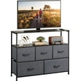 thumbnail image 1 of WLIVE Dresser TV Stand, Entertainment Center with Fabric Drawers, Media Console Table with Open Shelves for TV up to 45 inch, Storage Drawer Unit for Bedroom, Living Room, Entryway, Charcoal Gray, 1 of 7
