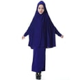 thumbnail image 4 of Vestido musulmán para niñas, abaya de vacaciones de dos piezas y manga larga, islámico Azul XL, 4 of 9