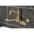 thumbnail image 4 of Kingston Brass KS1267WLL Willshire Double-Handle Wall-Mount Bridge Kitchen Faucet, Brushed Brass, 4 of 7