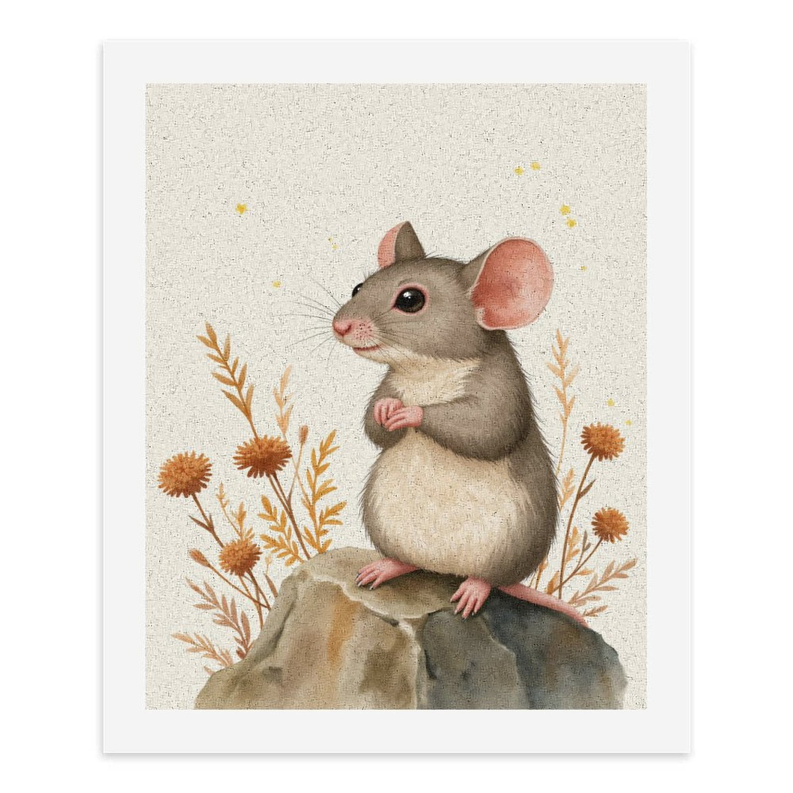 Paint By Numbers Kit for Adults Beginner - DIY Cute Mouse On Rock With Flowers Canvas Painting Kits for Adults, Frameless Paint By Number for Adults for Home Wall Decor 16x20 Inch