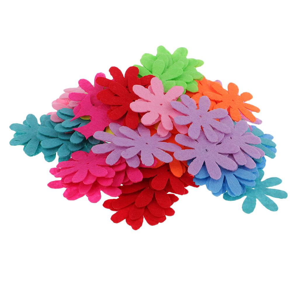 80Pcs Colored Felt Flowers Fabric Flower Embellishments 35mm for