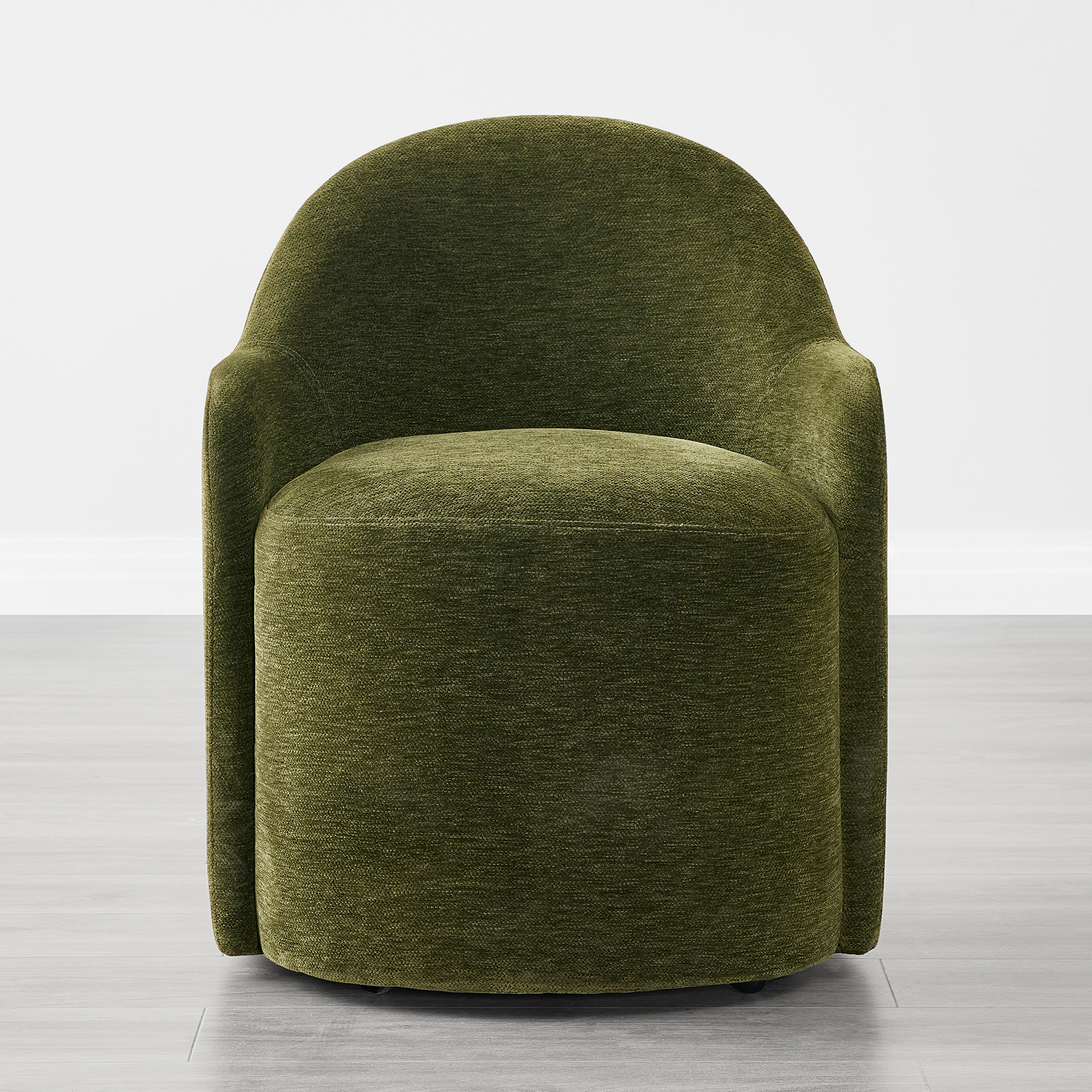 Spruce & Spring Swivel Upholstered Dining Chair with Hidden Wheels and Armrest Single, Green