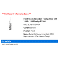 thumbnail image 2 of Front Shock Absorber - Compatible with 1995 - 1998 Dodge B2500 1996 1997, 2 of 2