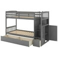 thumbnail image 4 of Twin Over Twin/Full Bunk Bed with Stairway, Convertible Bottom Bed, Wood Bunk Bed with Storage Shelves and Drawers (Gray), 4 of 7