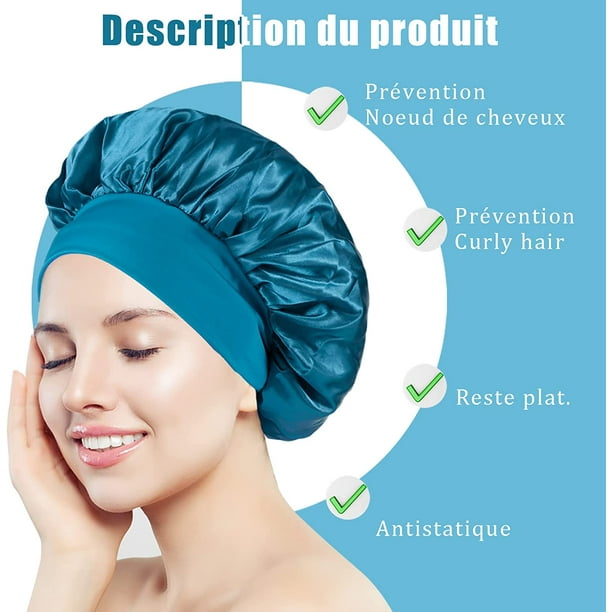 2 PCS Bonnet Satin Cheveux Nuit Soie Élastique Réutilisable pour