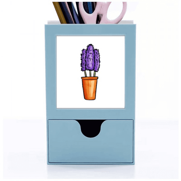 Purple Potted Flower Simple Desk Supplies Organizer Pen Holder Card