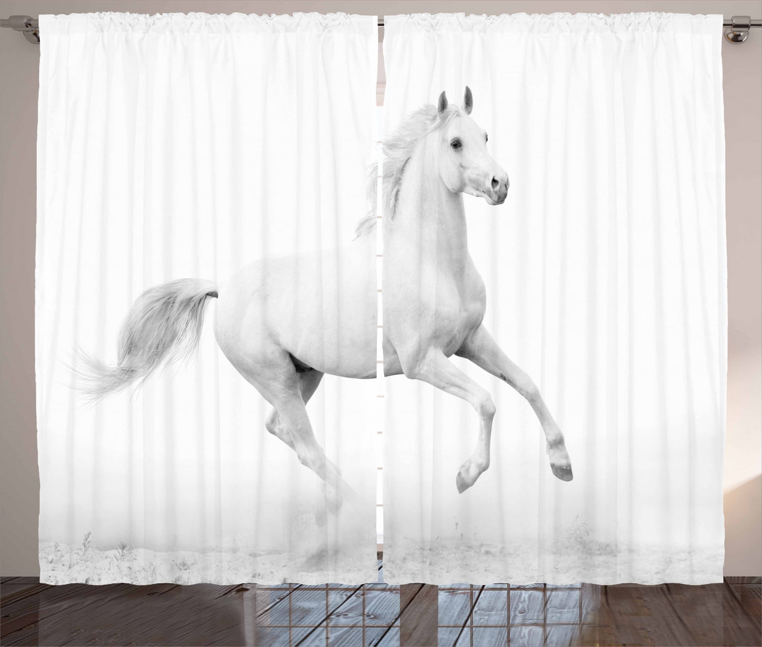Horse White Curtains 