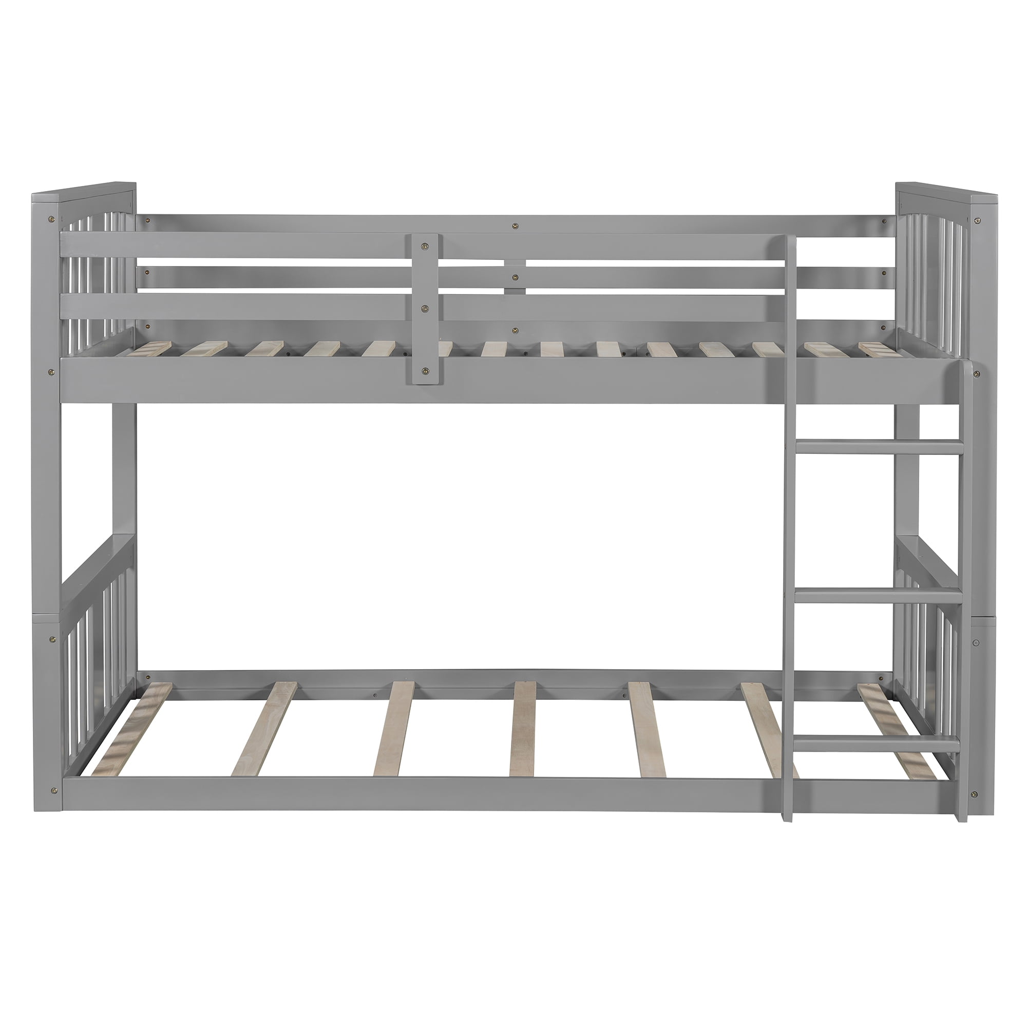 Aukfa Heavy Duty Twin over Twin Bunk Bed, Convertible Into Two Beds for Kids Teens, Gray