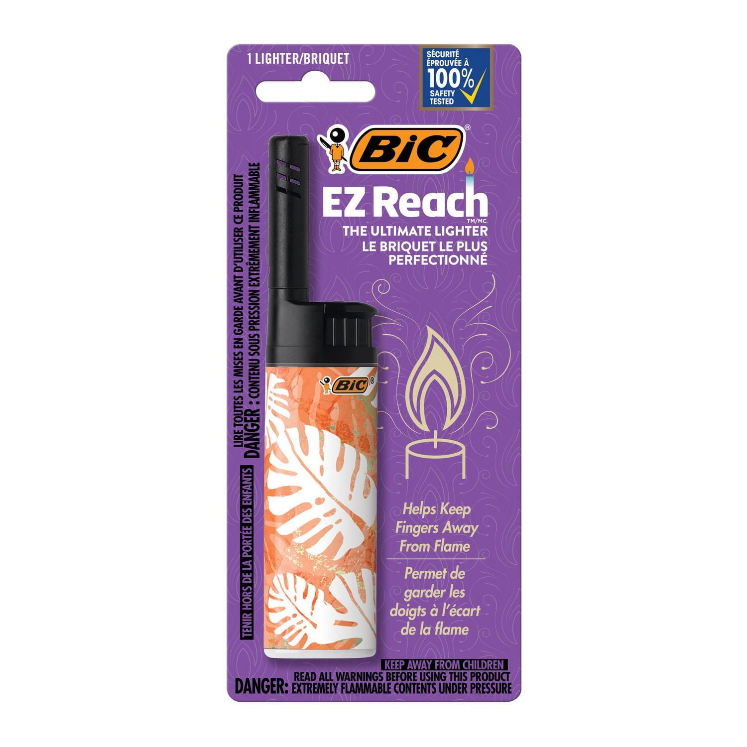 Briquets BIC EZ Reach, Le briquet longue tige parfait (1,45 po), couleurs assorties, paquet de 1